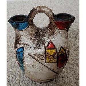 Pottery Clay Wedding Vase Two Spouted Vase Vibrant Colors Gift